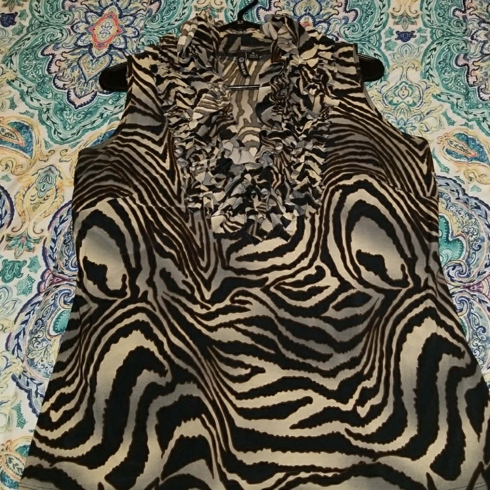 Ruffled vest, zebra print?